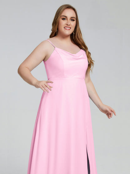 Rachel Sleeveless Split Plus Size Long Bridesmaid Dresses