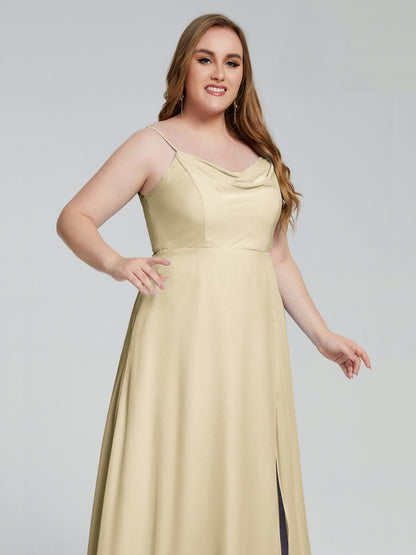 Rachel Sleeveless Split Plus Size Long Bridesmaid Dresses