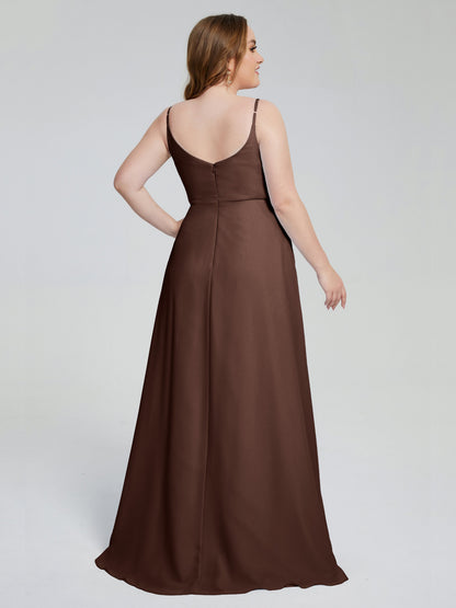 Rachel Sleeveless Split Plus Size Long Bridesmaid Dresses