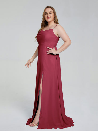 Rachel Sleeveless Split Plus Size Long Bridesmaid Dresses