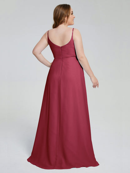 Rachel Sleeveless Split Plus Size Long Bridesmaid Dresses