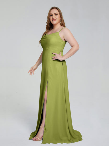 Rachel Sleeveless Split Plus Size Long Bridesmaid Dresses