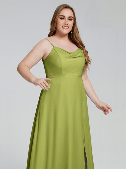Rachel Sleeveless Split Plus Size Long Bridesmaid Dresses