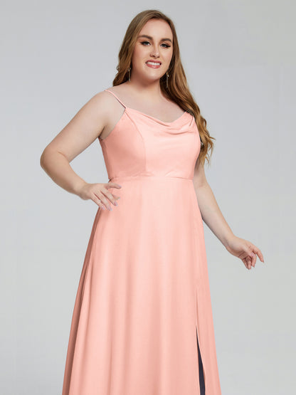 Rachel Sleeveless Split Plus Size Long Bridesmaid Dresses