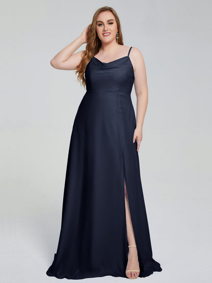 Rachel Sleeveless Split Plus Size Long Bridesmaid Dresses