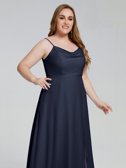 Rachel Sleeveless Split Plus Size Long Bridesmaid Dresses