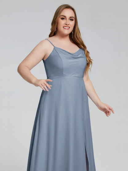 Rachel Sleeveless Split Plus Size Long Bridesmaid Dresses