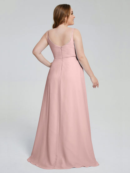 Rachel Sleeveless Split Plus Size Long Bridesmaid Dresses