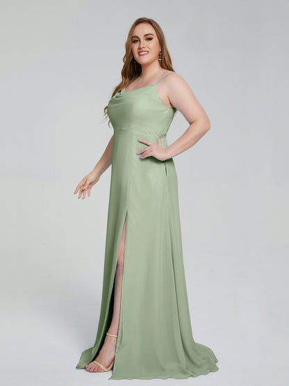 Rachel Sleeveless Split Plus Size Long Bridesmaid Dresses