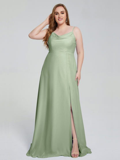 Rachel Sleeveless Split Plus Size Long Bridesmaid Dresses