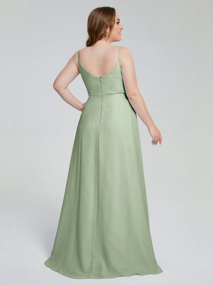 Rachel Sleeveless Split Plus Size Long Bridesmaid Dresses