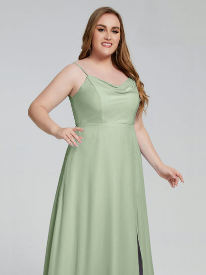 Rachel Sleeveless Split Plus Size Long Bridesmaid Dresses