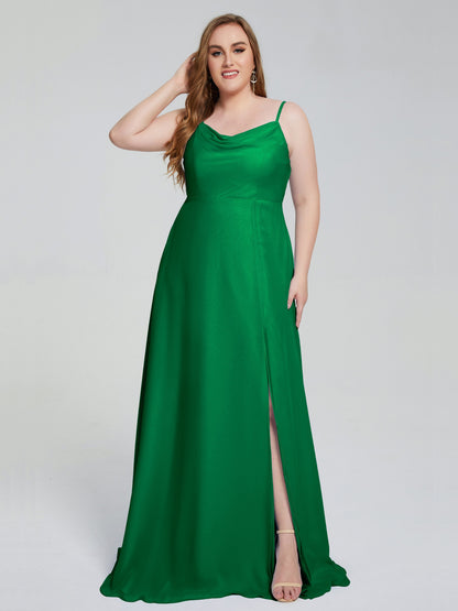 Rachel Sleeveless Split Plus Size Long Bridesmaid Dresses