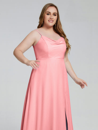 Rachel Sleeveless Split Plus Size Long Bridesmaid Dresses