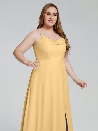 Rachel Sleeveless Split Plus Size Long Bridesmaid Dresses