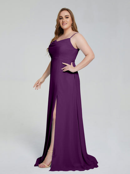 Rachel Sleeveless Split Plus Size Long Bridesmaid Dresses
