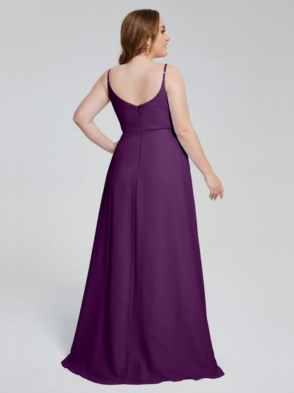 Rachel Sleeveless Split Plus Size Long Bridesmaid Dresses