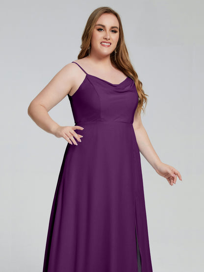 Rachel Sleeveless Split Plus Size Long Bridesmaid Dresses