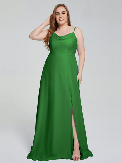 Rachel Sleeveless Split Plus Size Long Bridesmaid Dresses