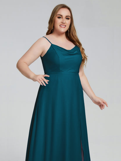 Rachel Sleeveless Split Plus Size Long Bridesmaid Dresses