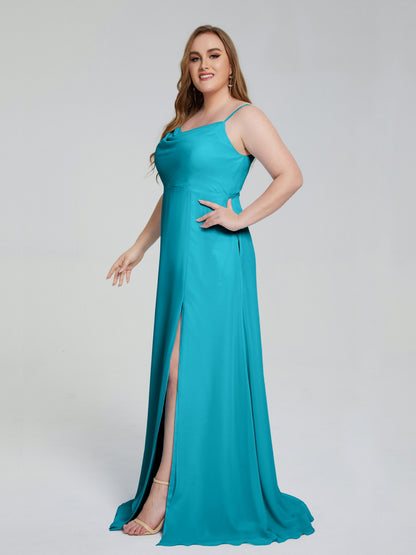 Rachel Sleeveless Split Plus Size Long Bridesmaid Dresses