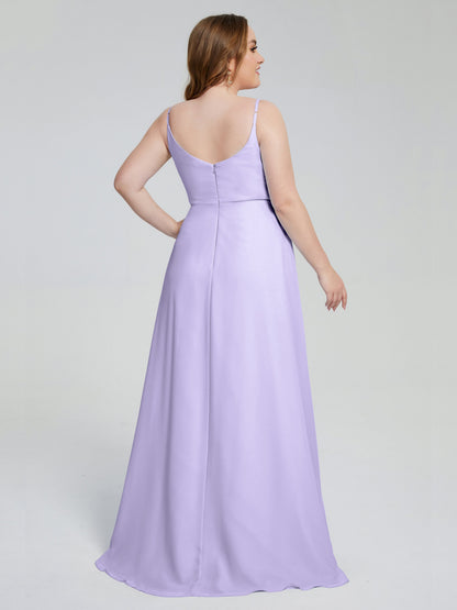 Rachel Sleeveless Split Plus Size Long Bridesmaid Dresses