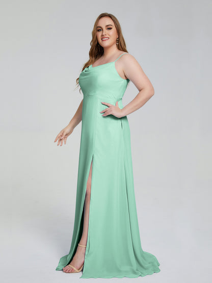 Rachel Sleeveless Split Plus Size Long Bridesmaid Dresses