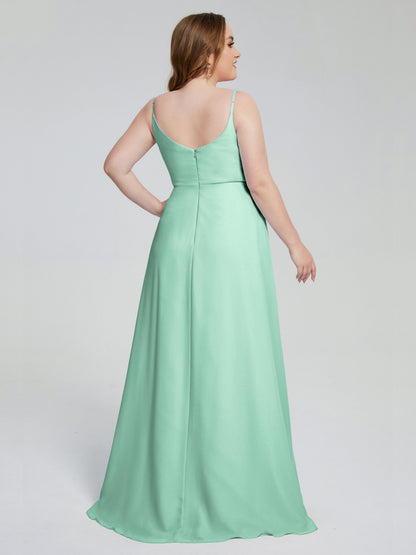 Rachel Sleeveless Split Plus Size Long Bridesmaid Dresses
