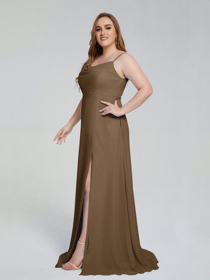 Rachel Sleeveless Split Plus Size Long Bridesmaid Dresses