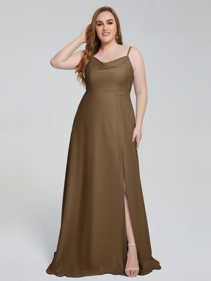 Rachel Sleeveless Split Plus Size Long Bridesmaid Dresses