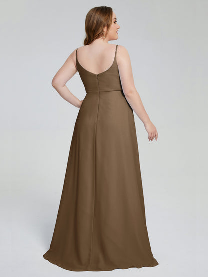 Rachel Sleeveless Split Plus Size Long Bridesmaid Dresses