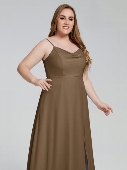 Rachel Sleeveless Split Plus Size Long Bridesmaid Dresses
