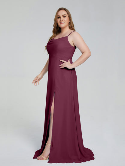 Rachel Sleeveless Split Plus Size Long Bridesmaid Dresses