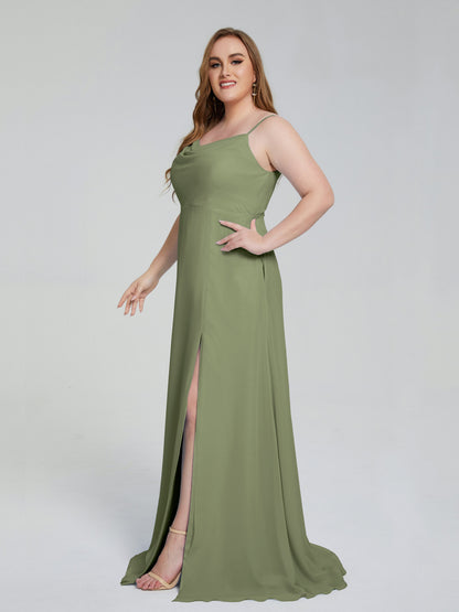 Rachel Sleeveless Split Plus Size Long Bridesmaid Dresses