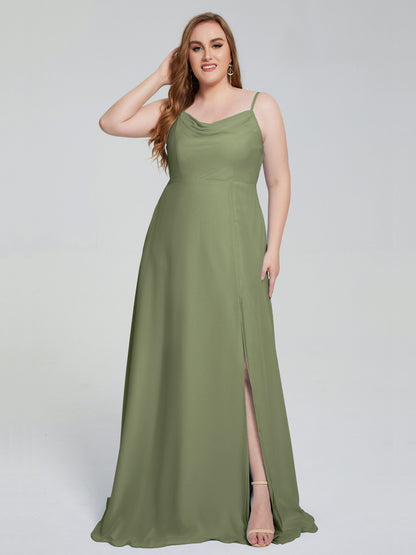 Rachel Sleeveless Split Plus Size Long Bridesmaid Dresses