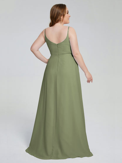 Rachel Sleeveless Split Plus Size Long Bridesmaid Dresses