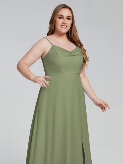 Rachel Sleeveless Split Plus Size Long Bridesmaid Dresses