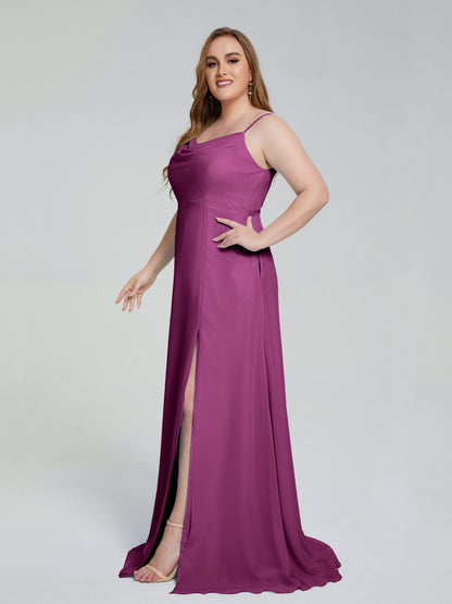 Rachel Sleeveless Split Plus Size Long Bridesmaid Dresses