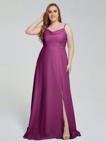 Rachel Sleeveless Split Plus Size Long Bridesmaid Dresses