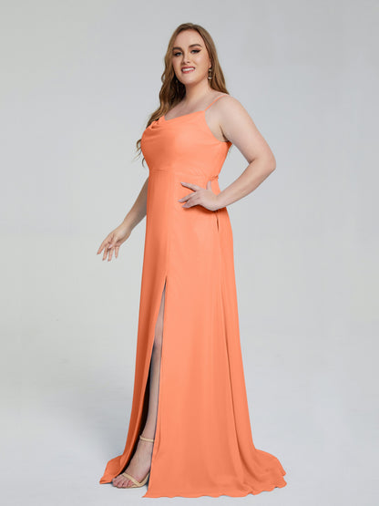 Rachel Sleeveless Split Plus Size Long Bridesmaid Dresses