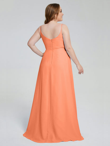 Rachel Sleeveless Split Plus Size Long Bridesmaid Dresses