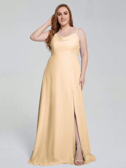 Rachel Sleeveless Split Plus Size Long Bridesmaid Dresses