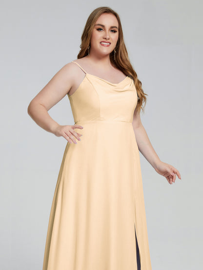 Rachel Sleeveless Split Plus Size Long Bridesmaid Dresses