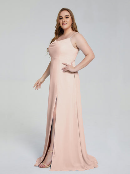 Rachel Sleeveless Split Plus Size Long Bridesmaid Dresses