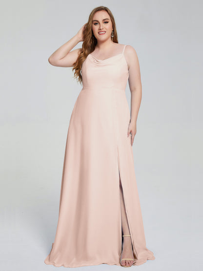 Rachel Sleeveless Split Plus Size Long Bridesmaid Dresses