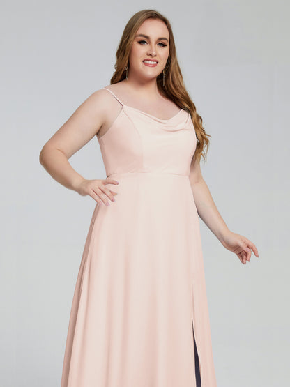 Rachel Sleeveless Split Plus Size Long Bridesmaid Dresses