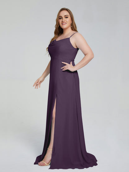 Rachel Sleeveless Split Plus Size Long Bridesmaid Dresses
