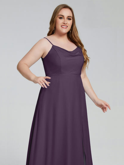Rachel Sleeveless Split Plus Size Long Bridesmaid Dresses