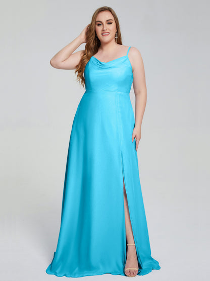 Rachel Sleeveless Split Plus Size Long Bridesmaid Dresses