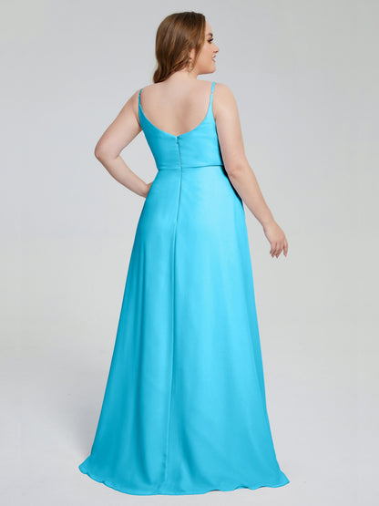 Rachel Sleeveless Split Plus Size Long Bridesmaid Dresses